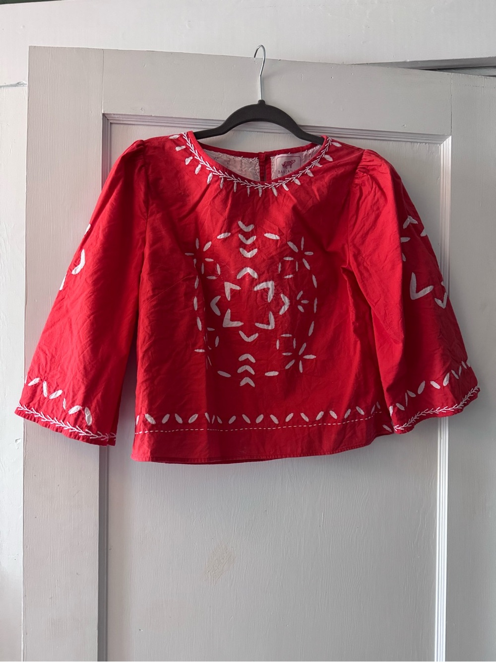 Banjanan Red Blouse with White Embroidery